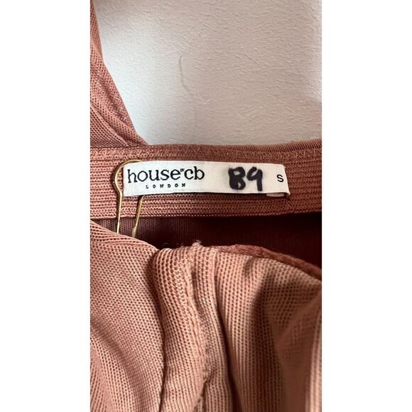 HOUSE OF CB Valentina One-Shoulder Midi Dress Womens Small Mocha Asymmetric Cut - Picture 5 of 7